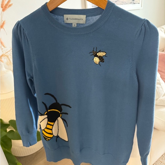 Tuckernuck Sweaters - Tuckernuck Light Blue Knit Top with Embroidered Detail